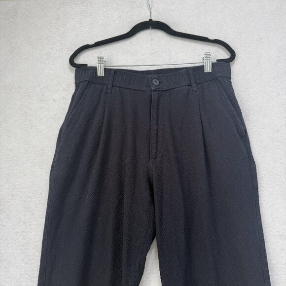 Zara Pants Mens Medium Navy Blue Textured Pleated Front Trousers Classic Fit - Picture 7 of 16